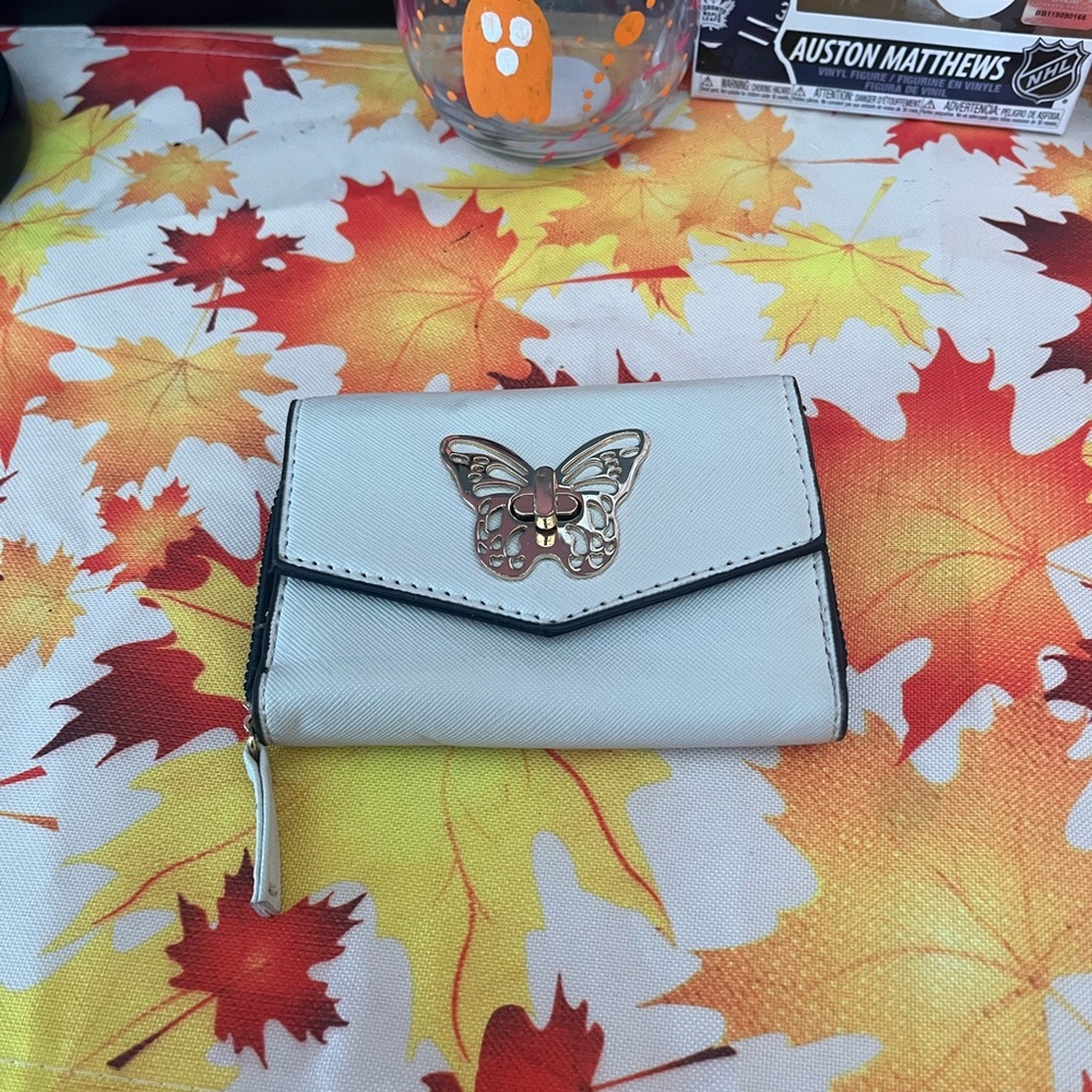 Elegant White Butterfly Accent Women's Wallet